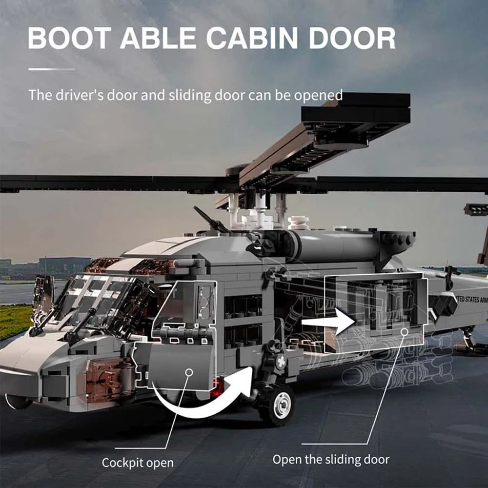 M7003 UH-60 Black Hawk Helicopter Building Blocks – 1159 PCS Aircraft Model for Teens & Adults