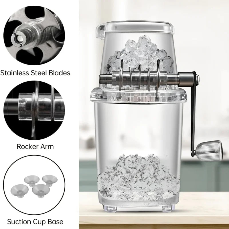 Portable Hand Crank Ice Shaver, Cocktails, Smoothies, Snow Cones