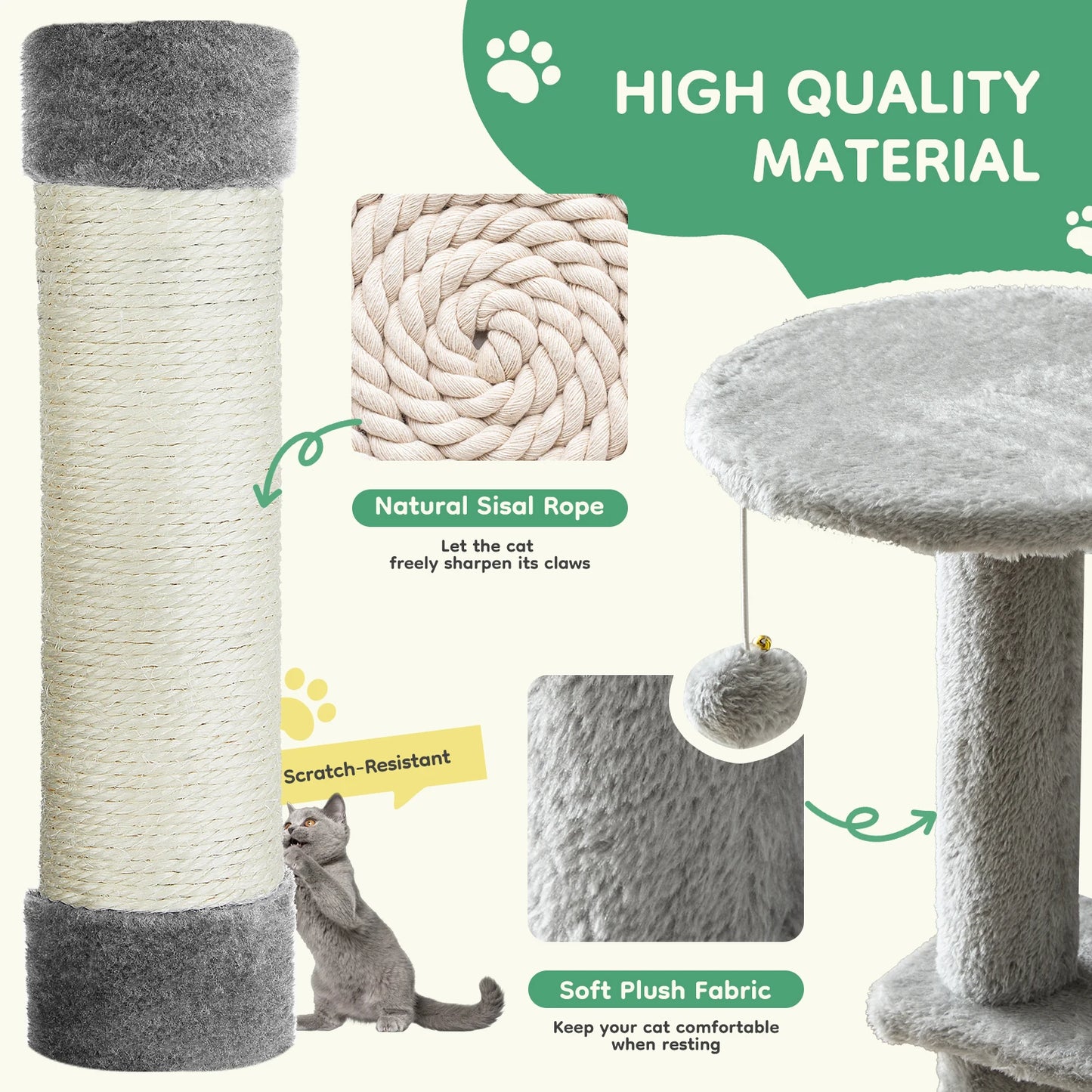 Tall Multi-Cat Tree Tower – Indoor Cat Furniture with Scratching Posts