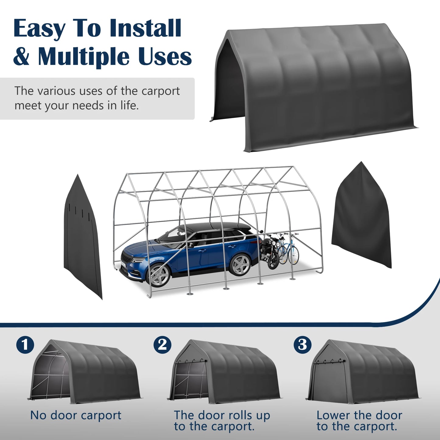 Instant Garage, Enclosed Carport & Storage Shed – All-Weather Protection