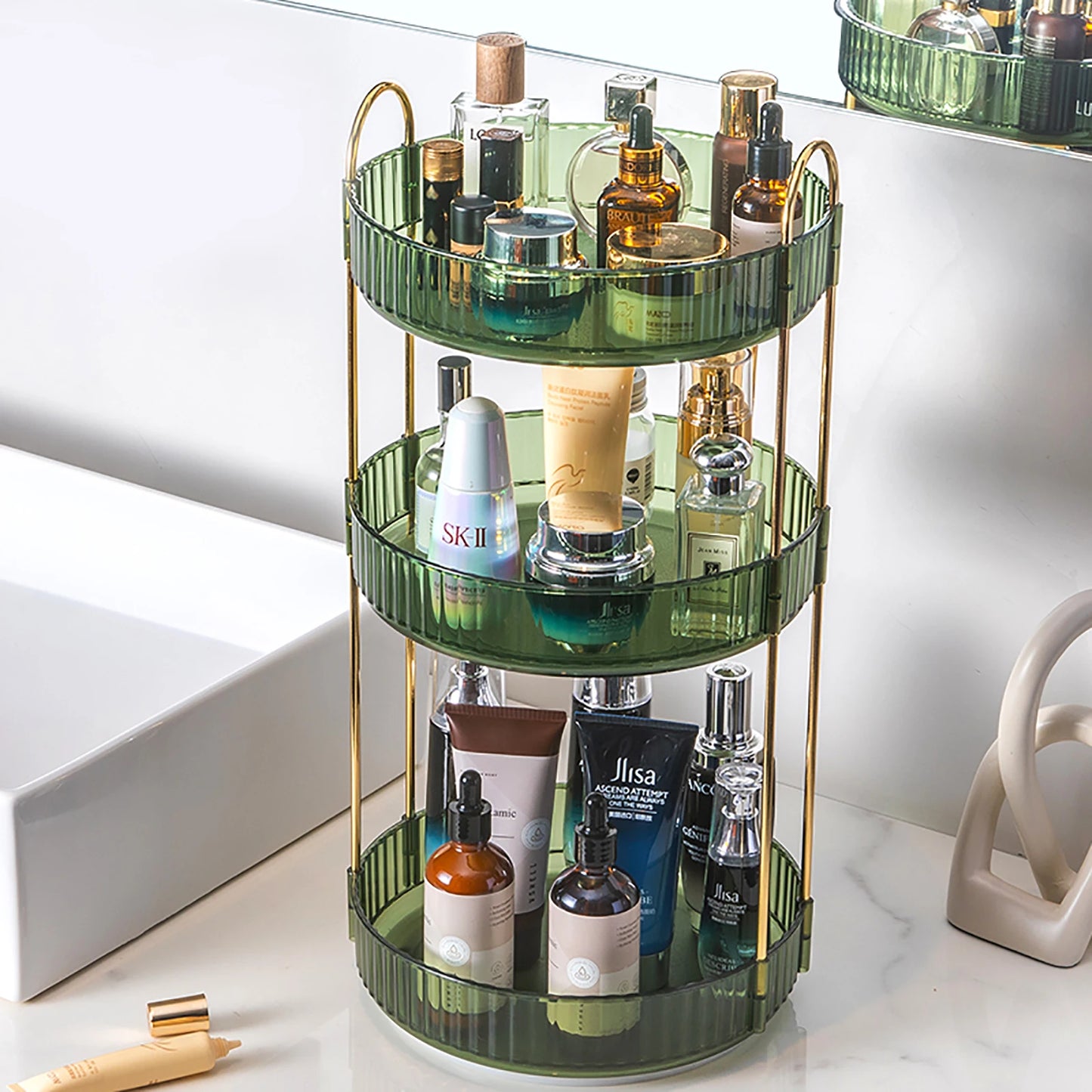 3-Tier Rotating Makeup Organizer for Vanity