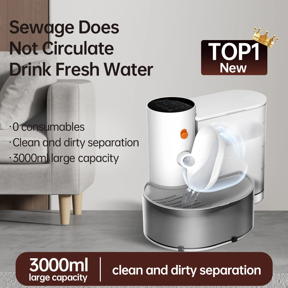 Smart Rechargeable Pet Water Fountain – Automatic Wireless Feeder