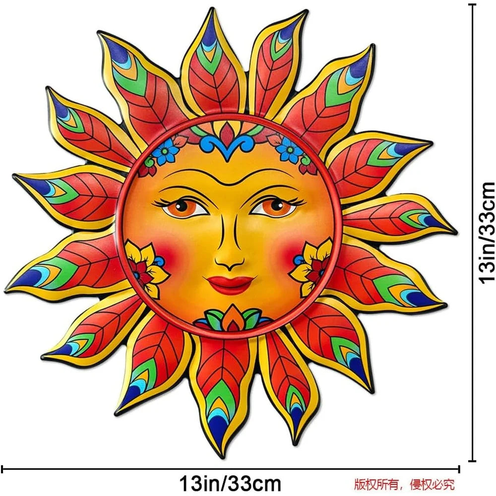 Metal Sunflower Wall Art – Handmade Hanging Decor Warm Face, Bright Flames