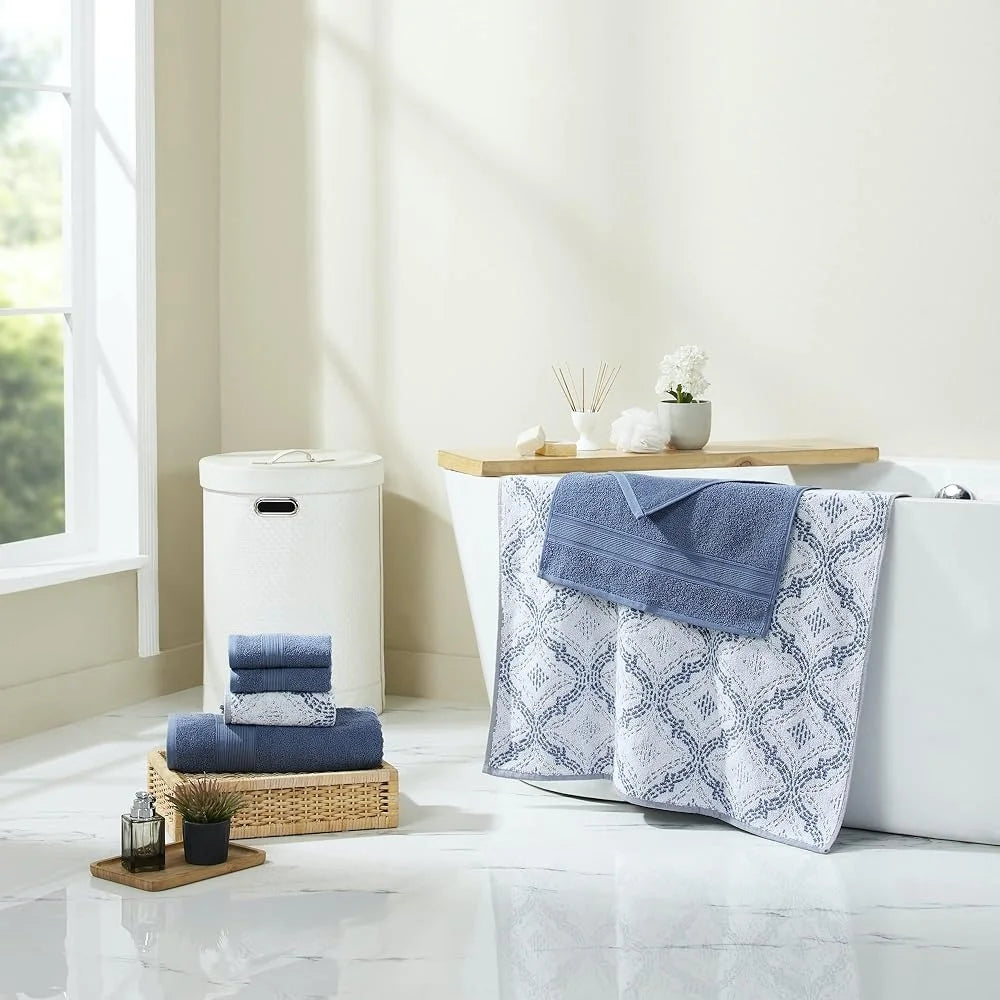 Luxuriously Soft Reversible Jacquard Cotton Bath Towel Set