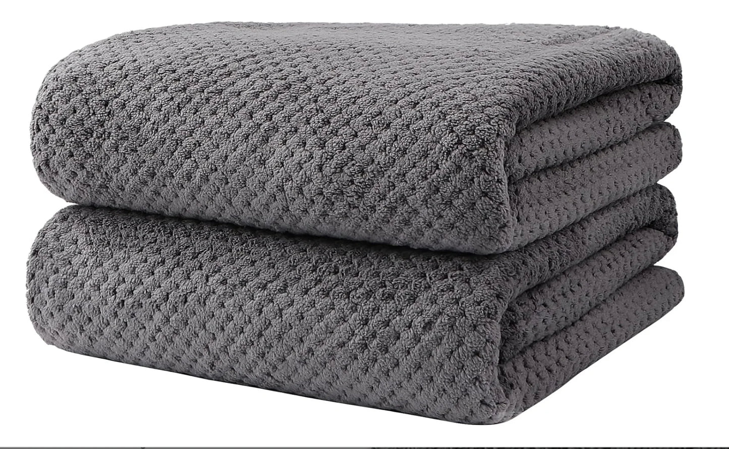 Pack of 2 Microfiber Bath Towels – Ultra-Soft, Quick-Drying & Highly Absorbent