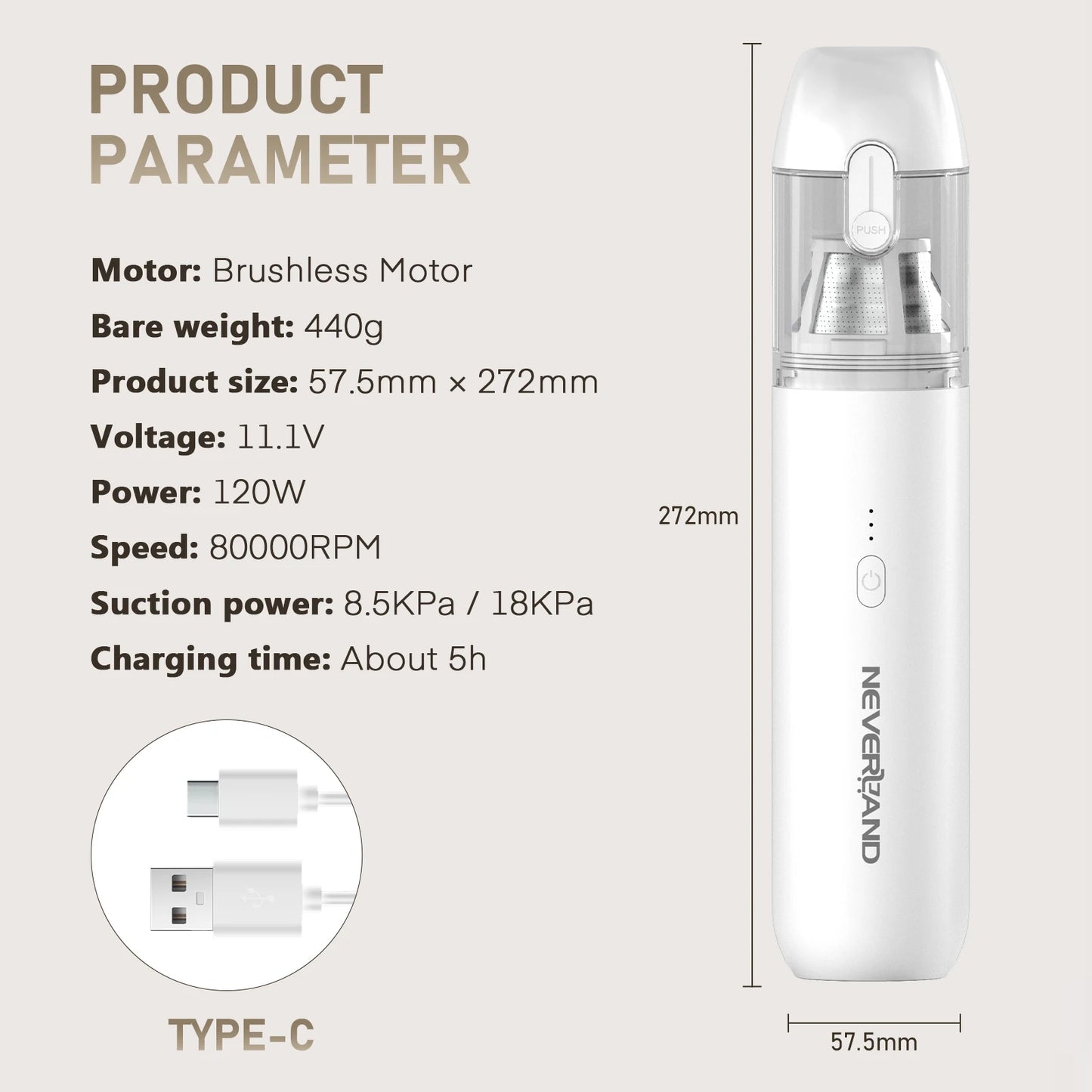 ⚡ Portable Wireless Handheld Vacuum Cleaner – For Car & Home