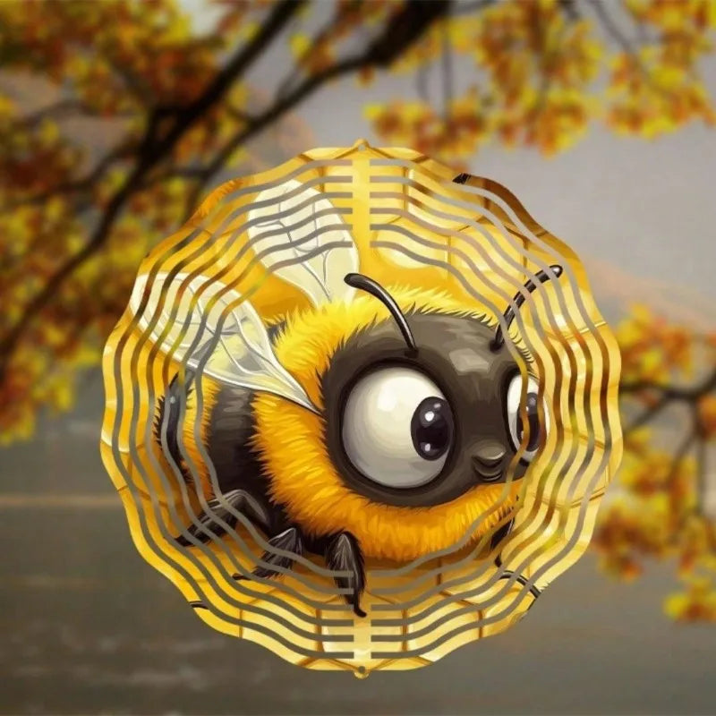 Bee-Shaped 3D Kinetic Metal Wind Spinner – Indoor/Outdoor Garden Art Sculpture, Mesmerizing Spinning Decor, Perfect Christmas & Thanksgiving Gift for Wives