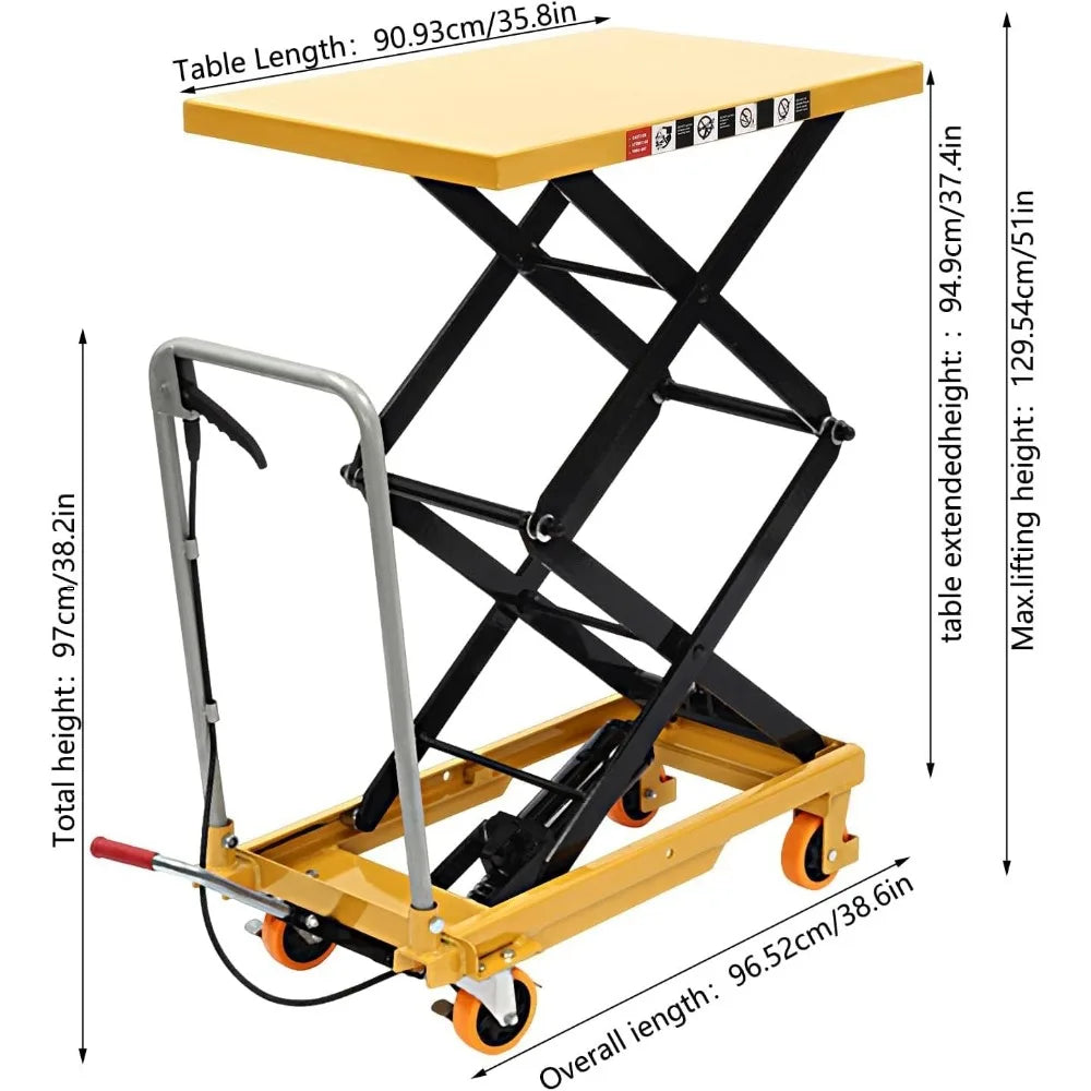 770lbs Steel Hydraulic Scissor Lift Table – Adjustable Heavy-Duty Work Platform