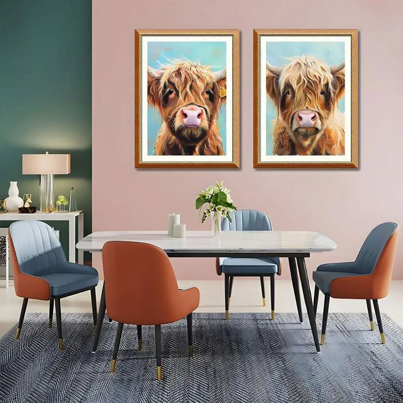 Highland Cow Replaceable Canvas Prints with Solid Wood Frames