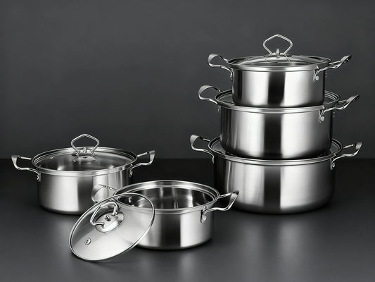 15-Piece Stainless Steel Cookware Set – Non-Stick Pan, Skillet, Wok & Stew Pot