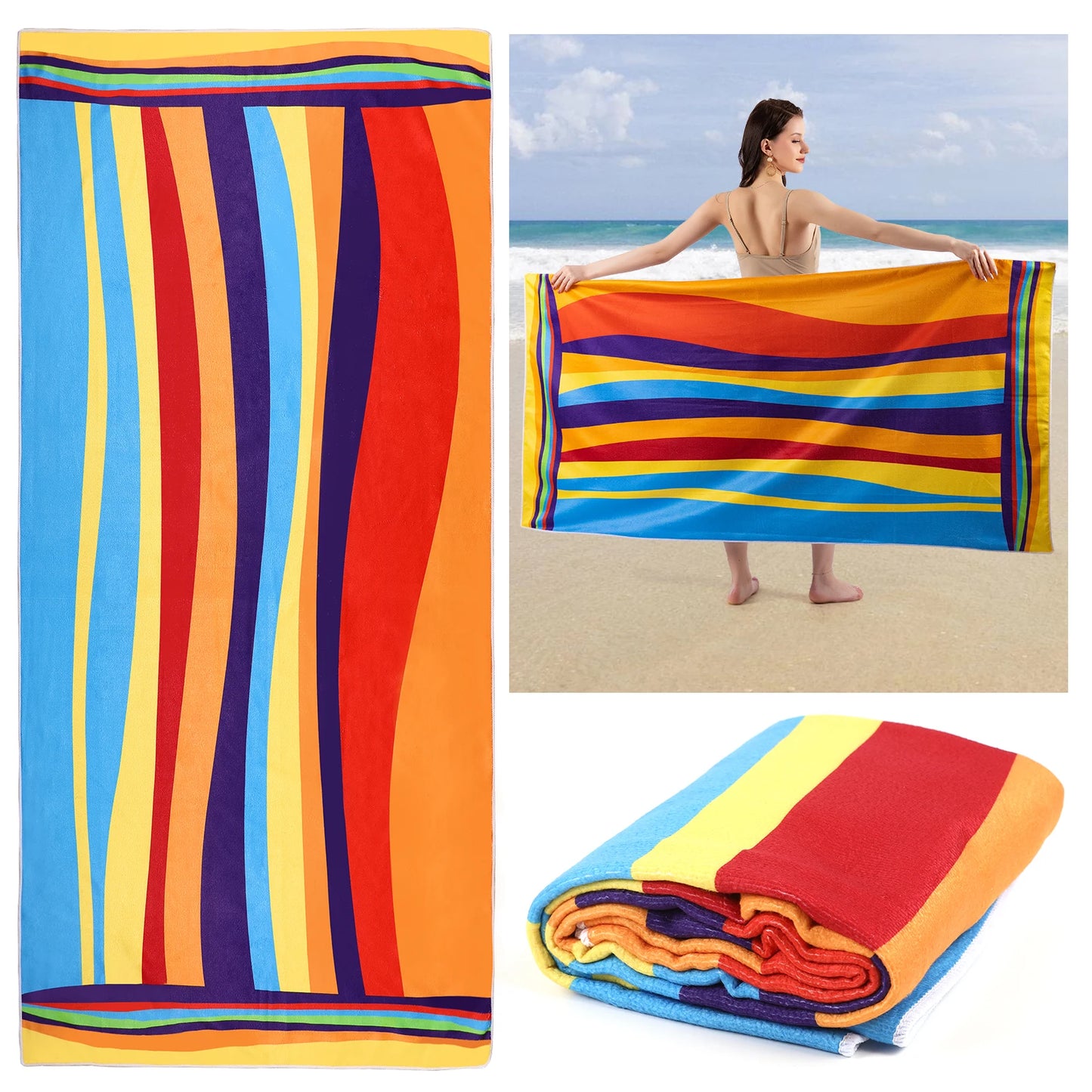 Large Beach Towel – Lightweight, Compact, Quick-Dry Travel Towel