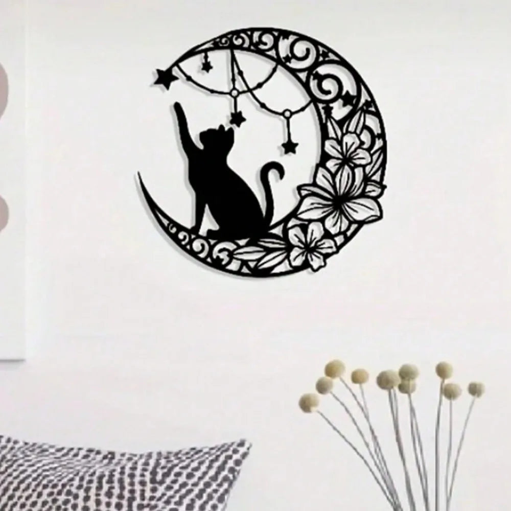 Black Cat Metal Wall Decor Pendant – Multifunctional & Durable