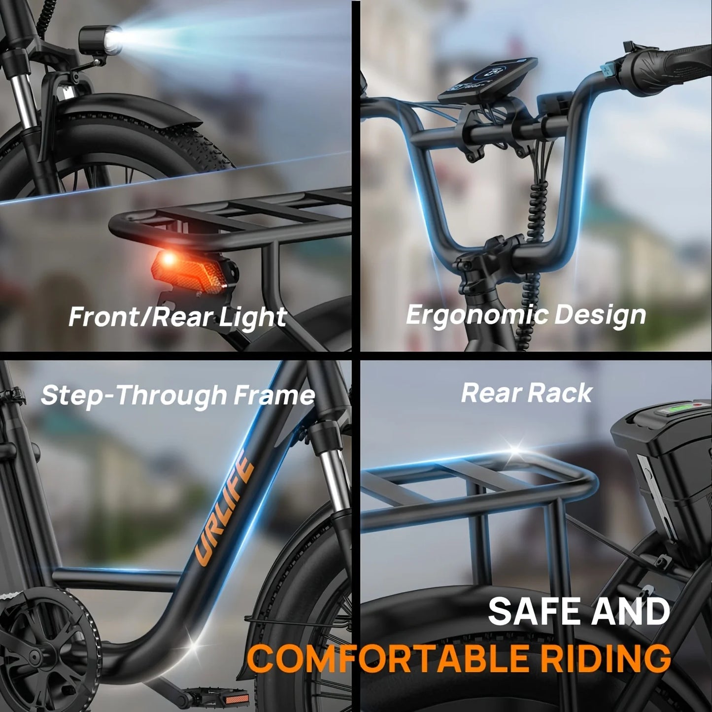 URLIFE E20 Electric Bike – 1000W Motor, 48V 13Ah Battery, Fat Tire, 20MPH, 7-Speed