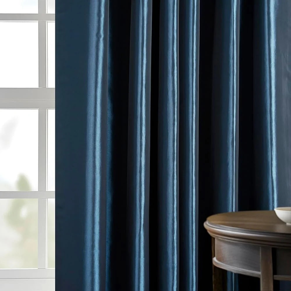 Faux Silk Taffeta French Pleated Window Drapes – Light Blocking Elegance