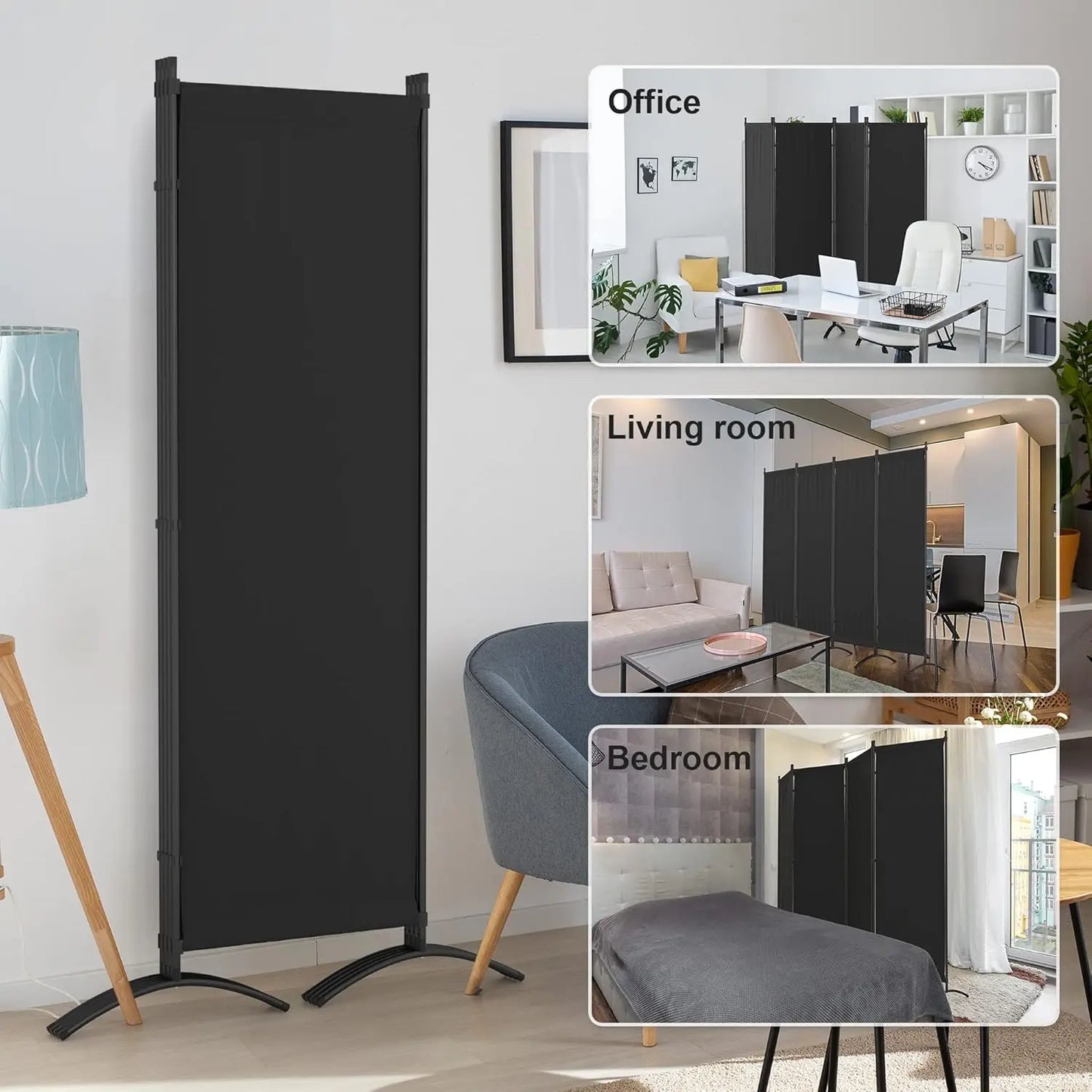 4-Panel Upgraded Folding Room Divider – 88" Privacy Screen for Home & Office
