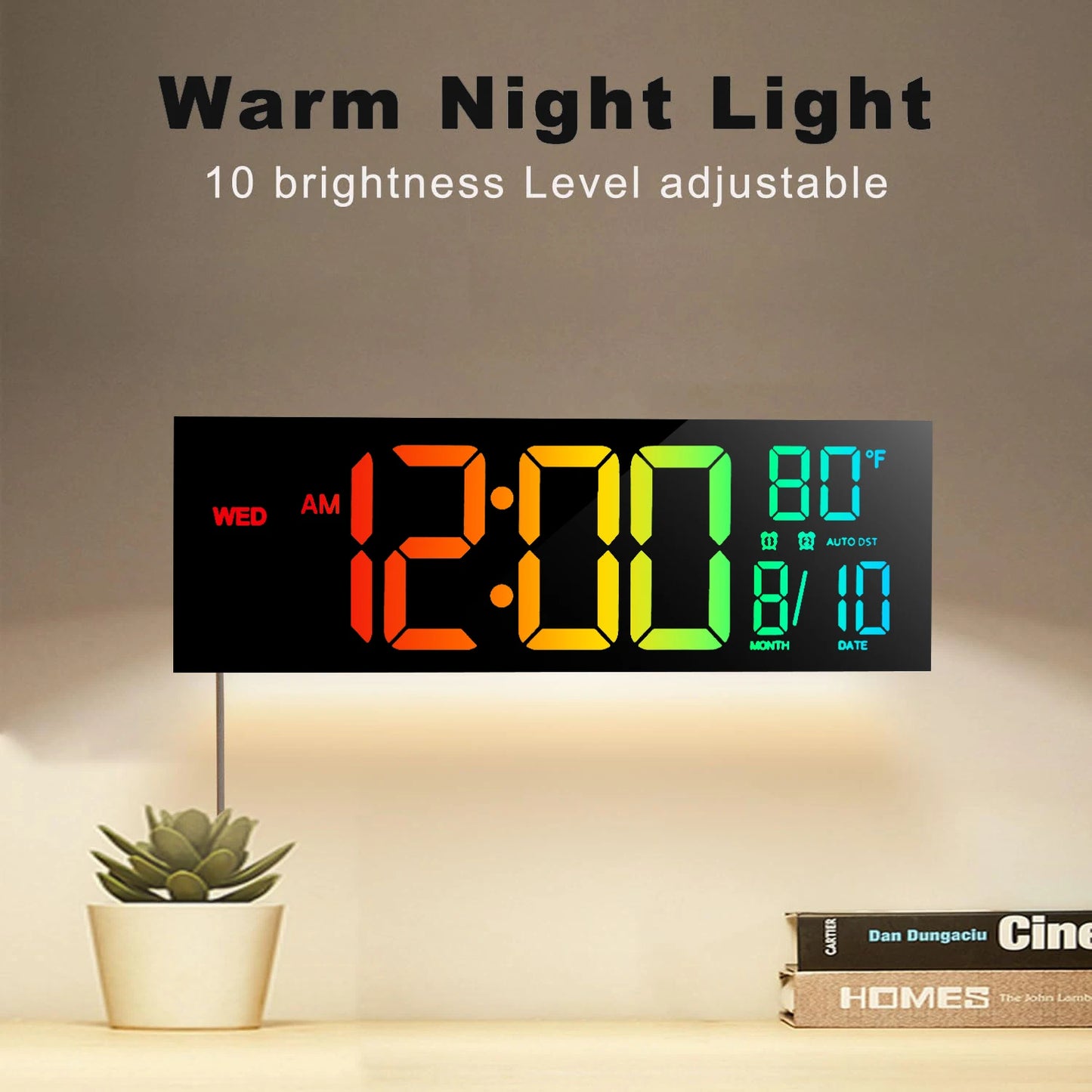 16" Large Number LED Digital Wall Clock