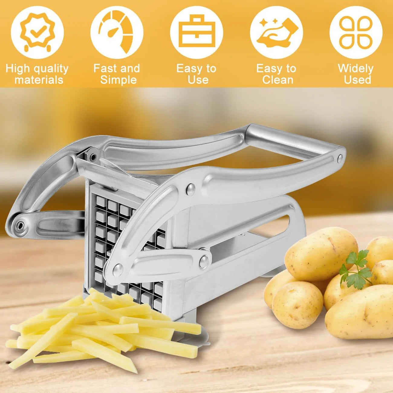 Manual French Fries Cutter Stainless Steel Quick-Cut Potato Slicer