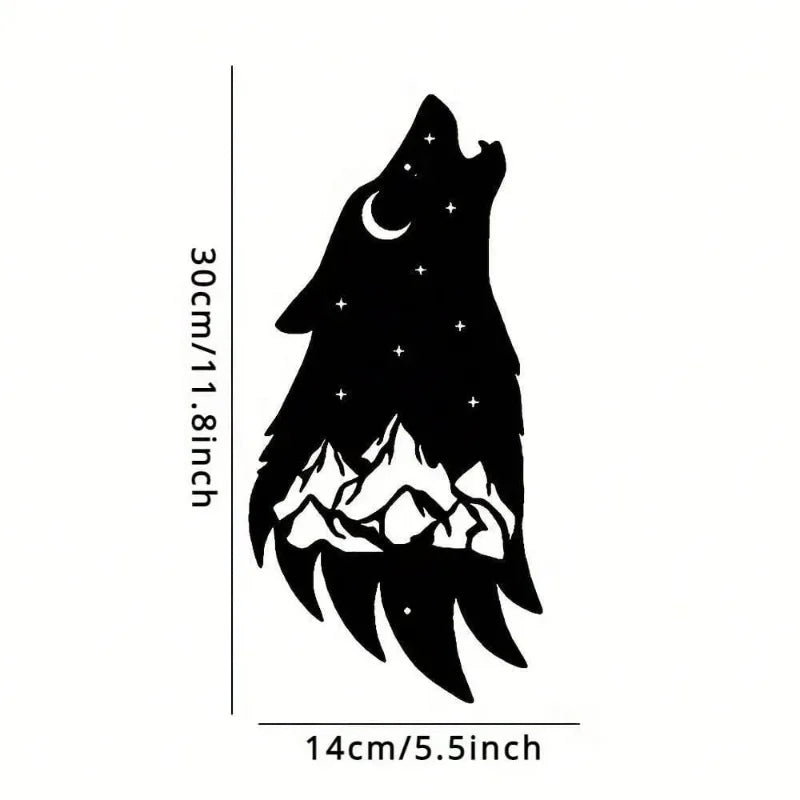 Premium Black Metal Gothic Wolf Wall Art Howling Wolf Decor