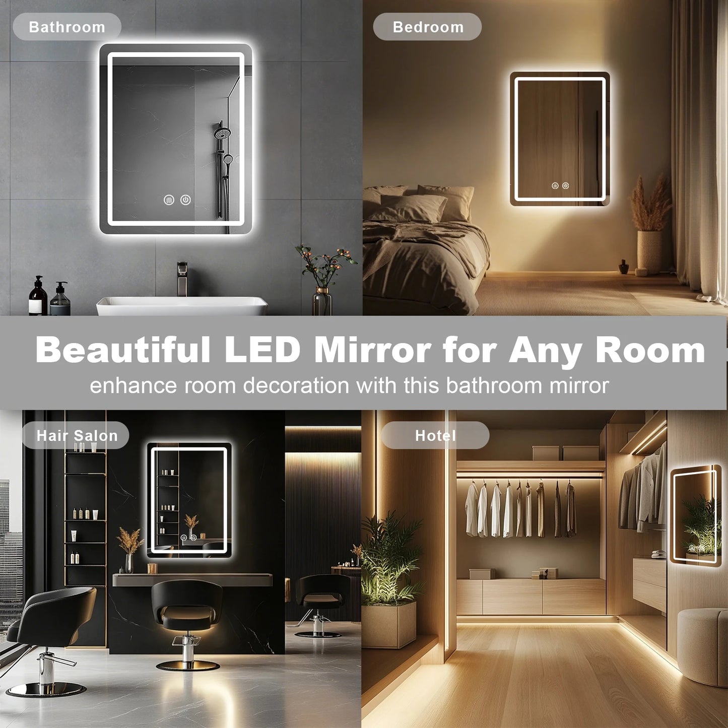 LED Bathroom Vanity Wall Mounted Fogless Backlit Makeup Mirror