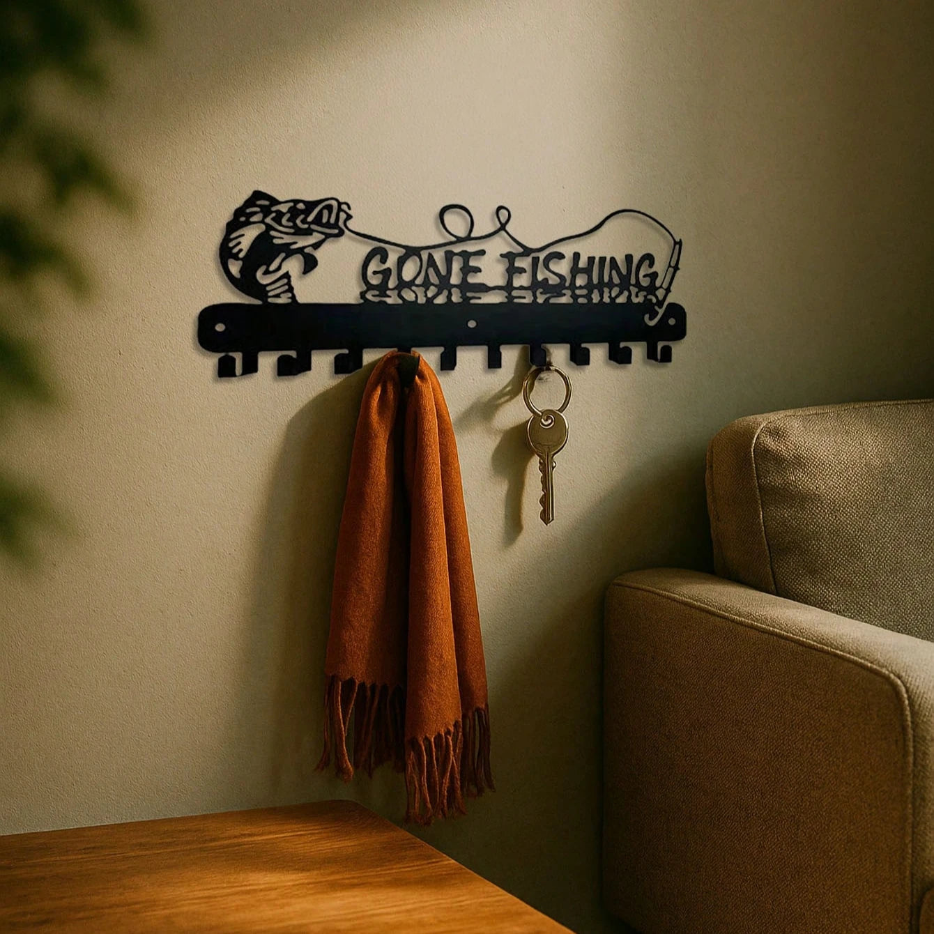 Modern Black Metal Wall Hook, Decorative Hanger Wall Sculpture