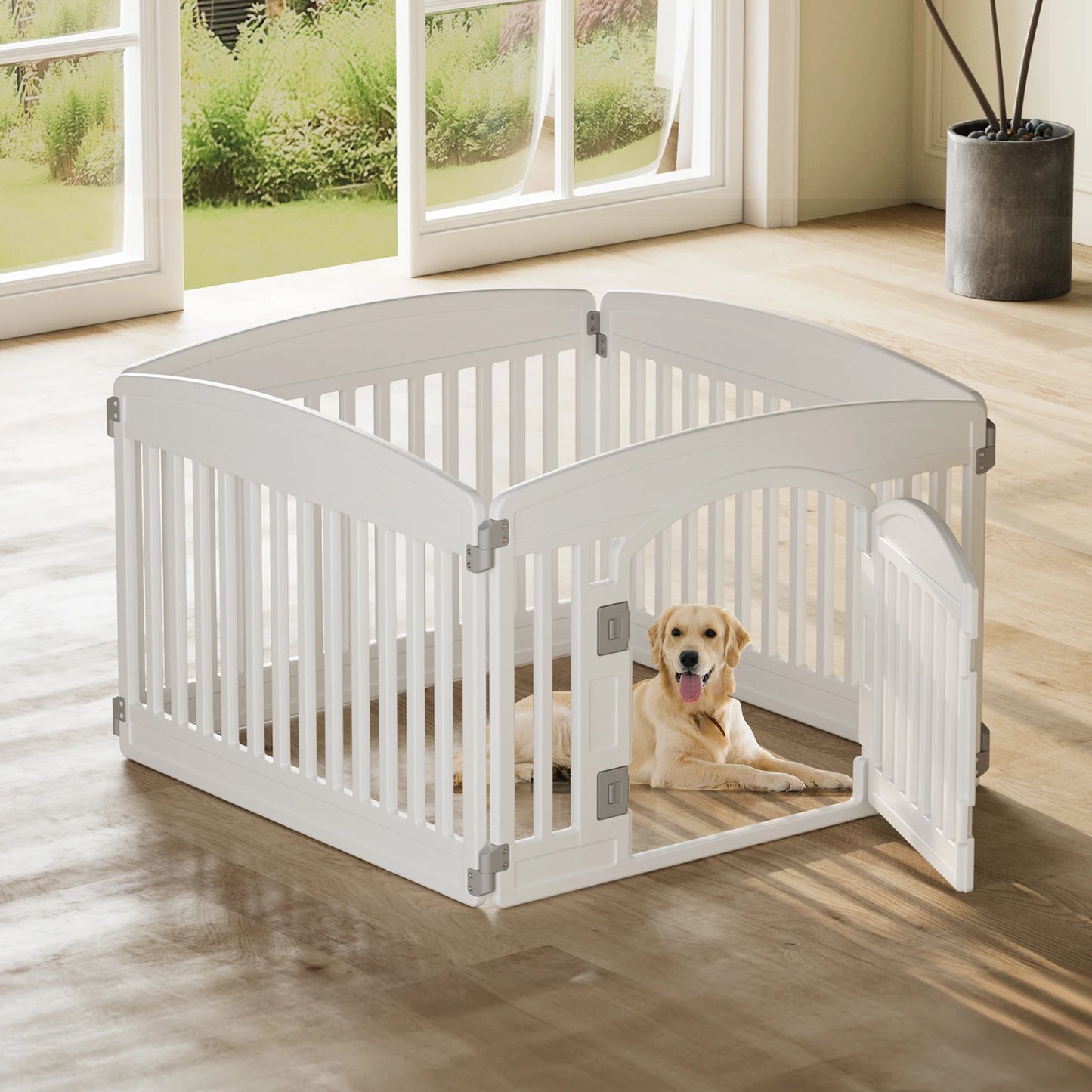 6-Panel Plastic Dog Playpen – 24-Inch Expandable, Durable Pet Fence