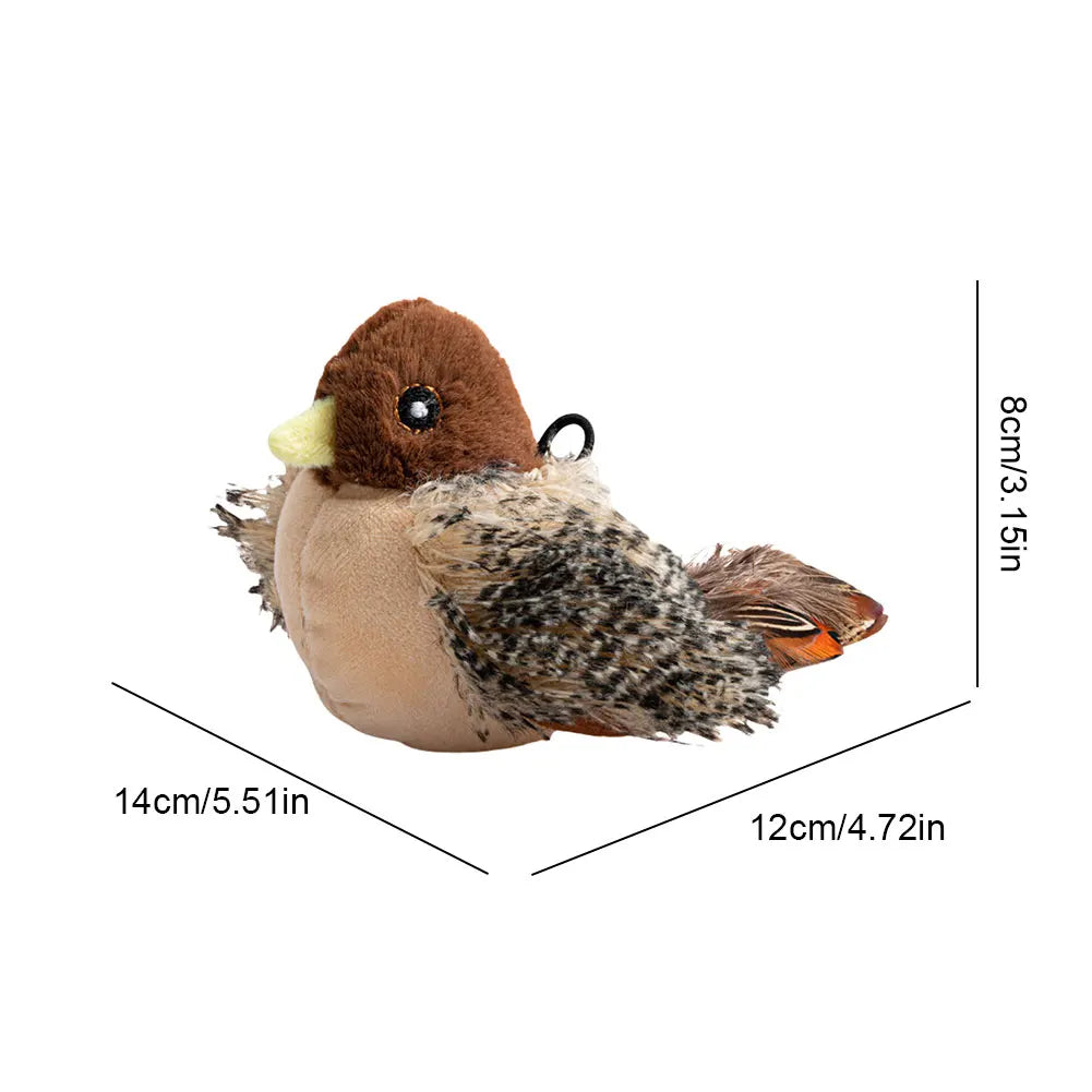 Interactive Chirping Bird Cat Toy – Plush Flapping Bird Teaser for Kittens & Cats