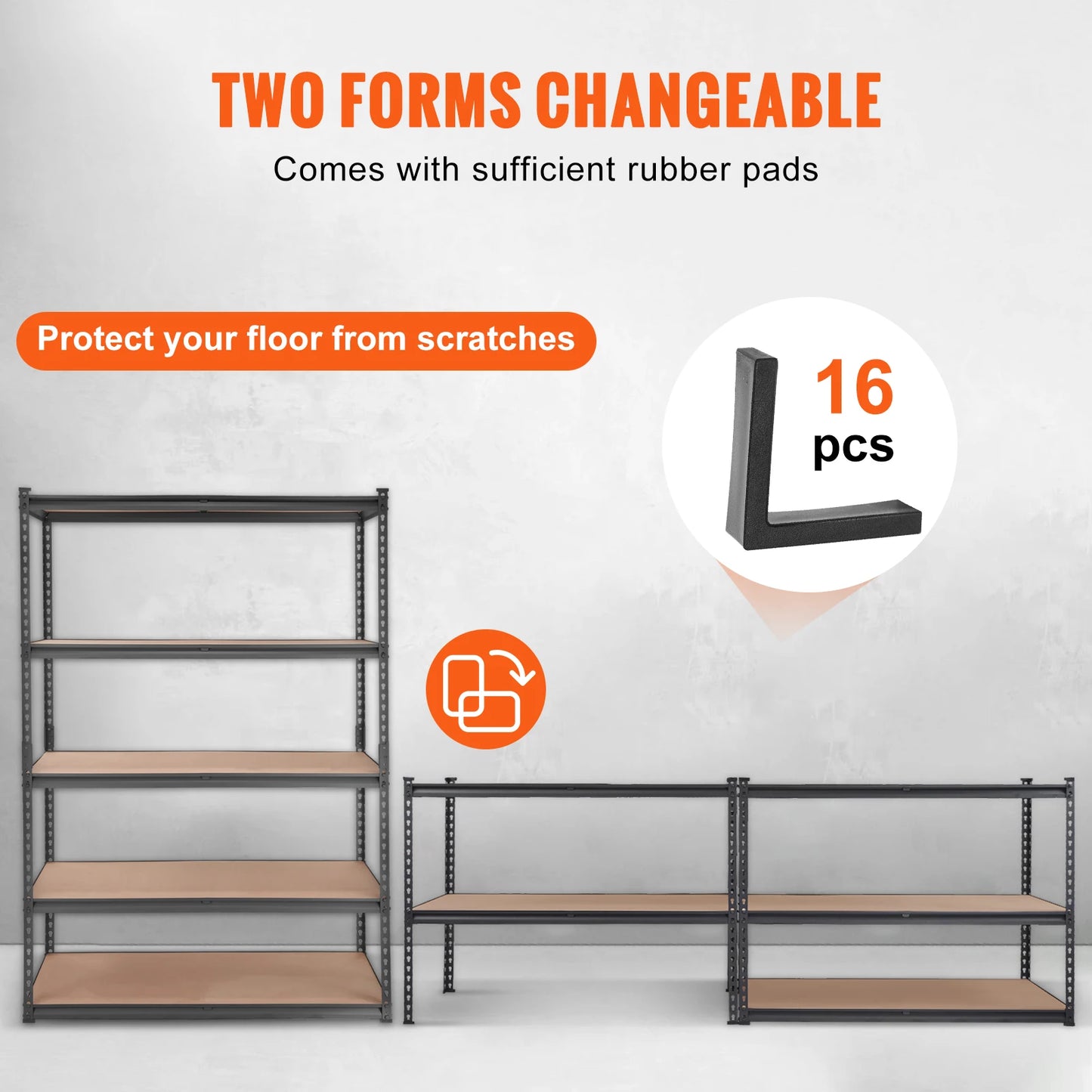 Heavy Duty Metal Standing 5 Shelf Rack for Warehouse, Garage
