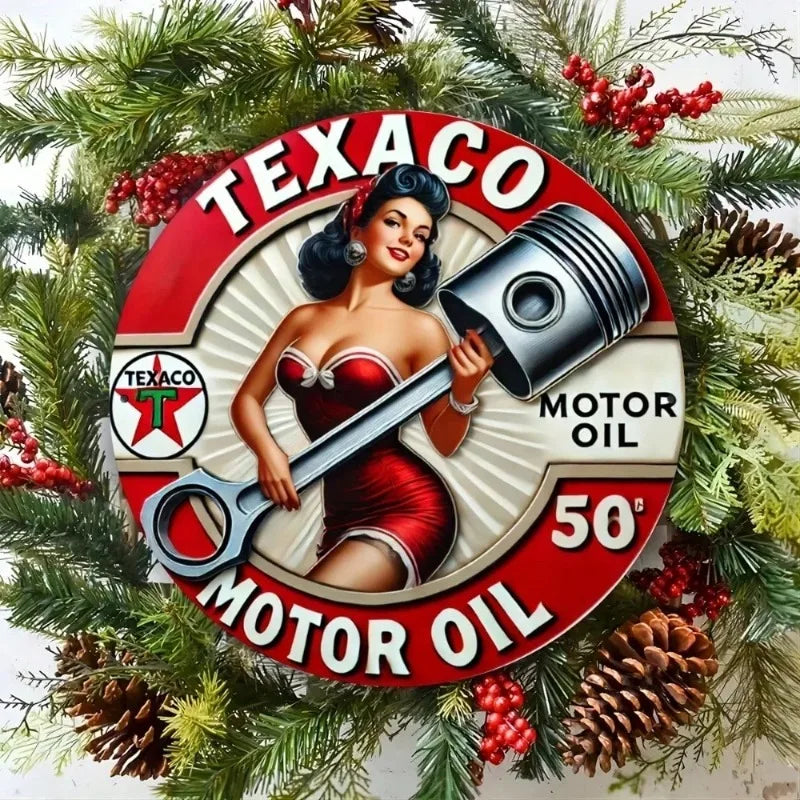 Collectors' Choice Vintage Texaco Petroleum Round Metal Sign