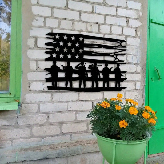 American Flag Gun Metal Wall Art, Home Decor, Wall Sculpture