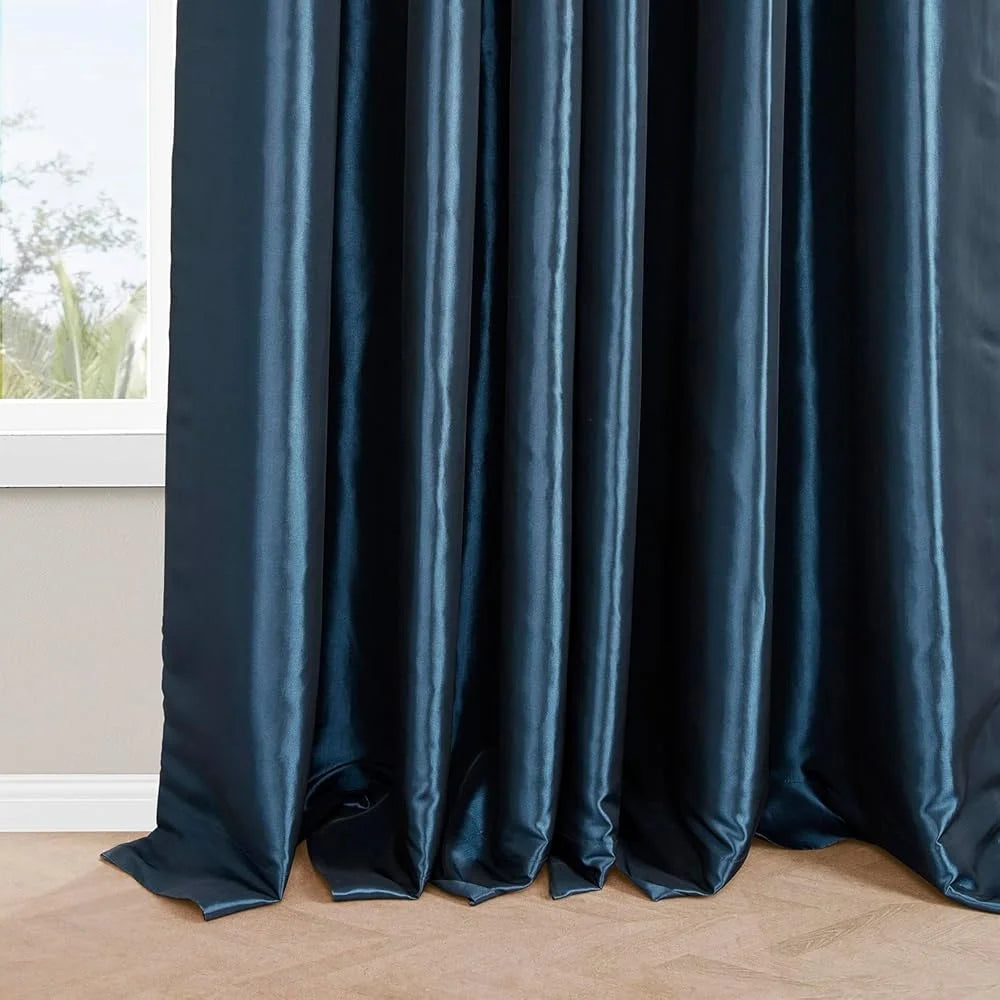 Faux Silk Taffeta French Pleated Window Drapes – Light Blocking Elegance