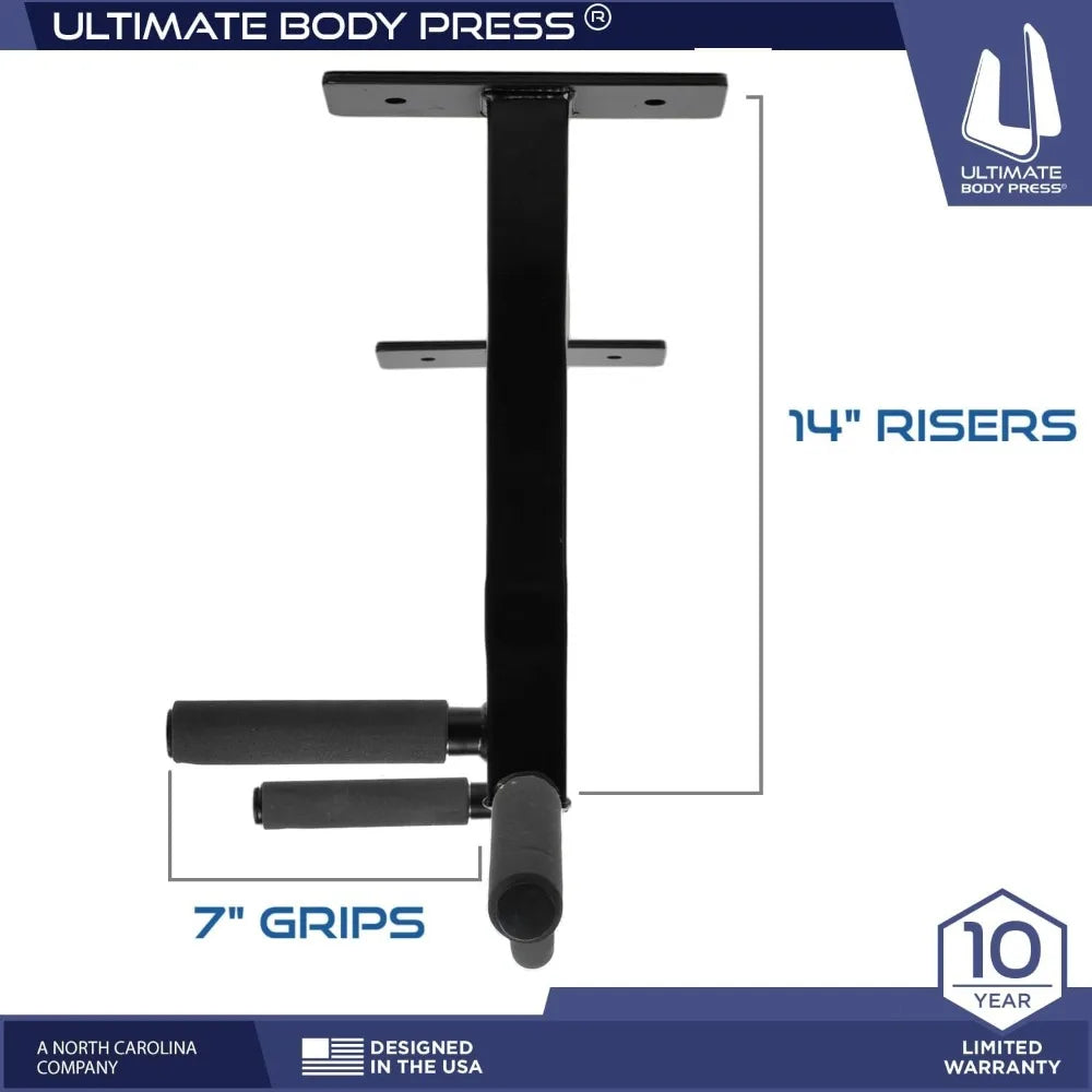 Ceiling-Mount Pull-Up Bar – Reversible Risers, 4-Grip Home Gym Bar