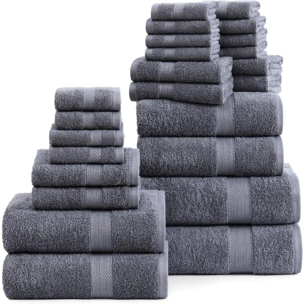 Cotton Bathroom Towel Set Bath Sheets, Hand Towels & Washcloths