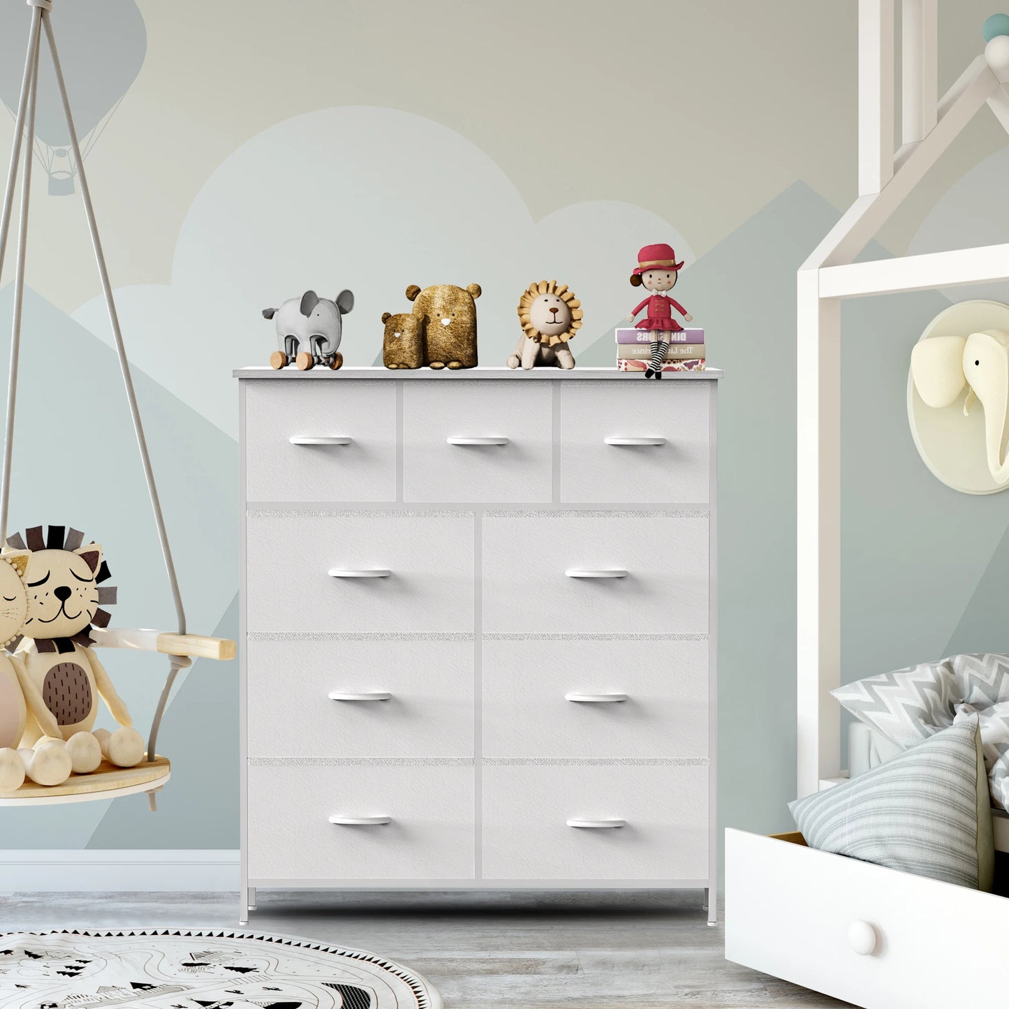JHK 9-Drawer Fabric Dresser – Tall Bedroom Storage Cabinet