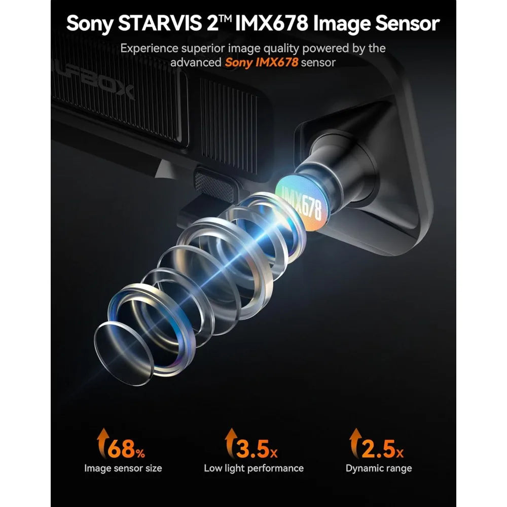 Best-Mirror 12" Dash Cam – STARVIS 2 IMX678, 4K Front & 2.5K Rear, Voice Control