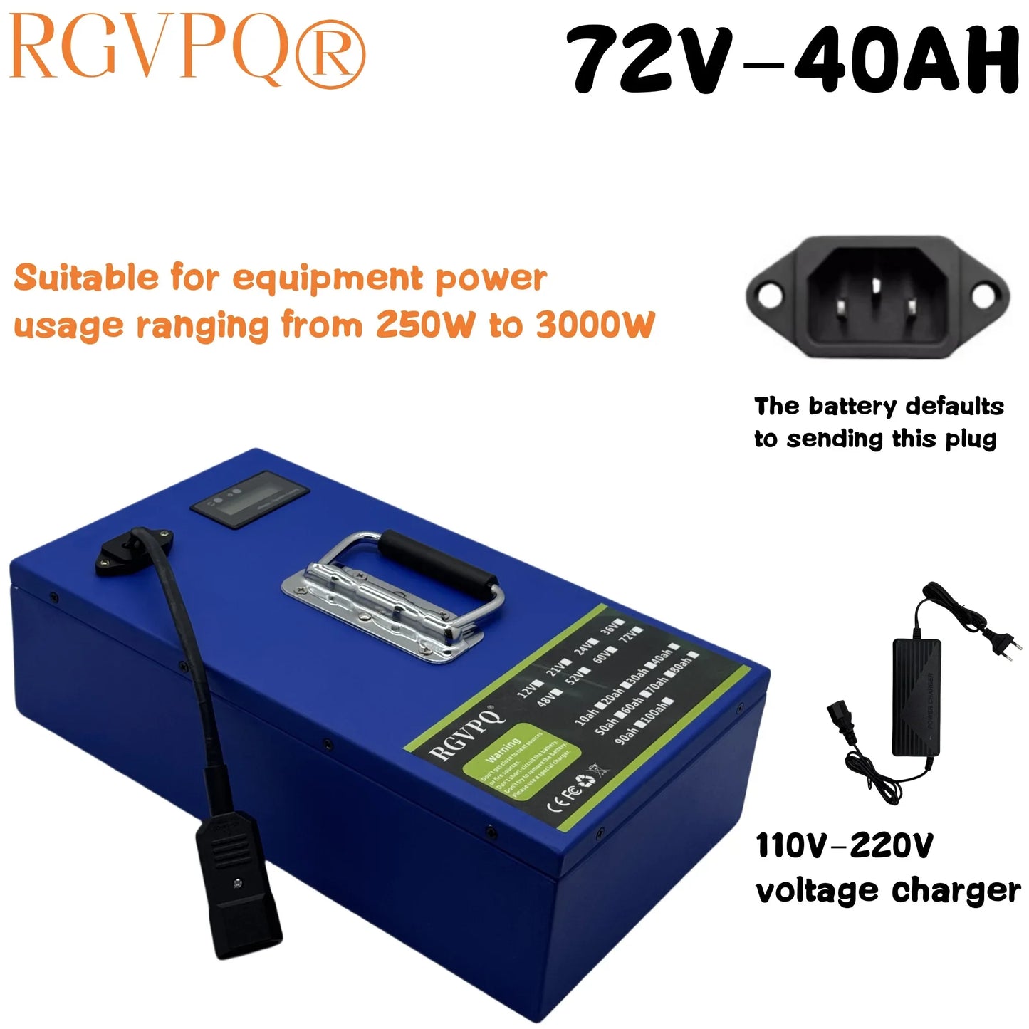 72V 100Ah Lithium Battery Pack – Full Capacity 18650 Cells for 250–3000W Motors