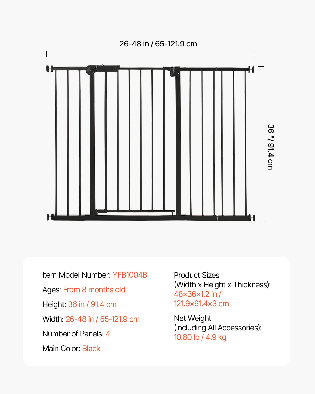 Extra Tall Pet & Child Safety Gate, Easy Step Walk-Thru