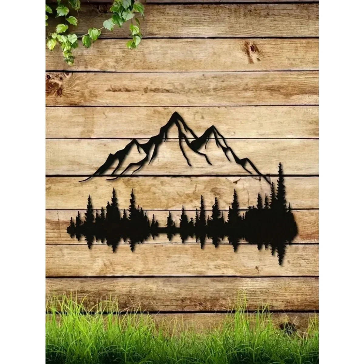 Mountain & Forest Metal Wall Sculpture – Nature-Inspired Rustic Decor