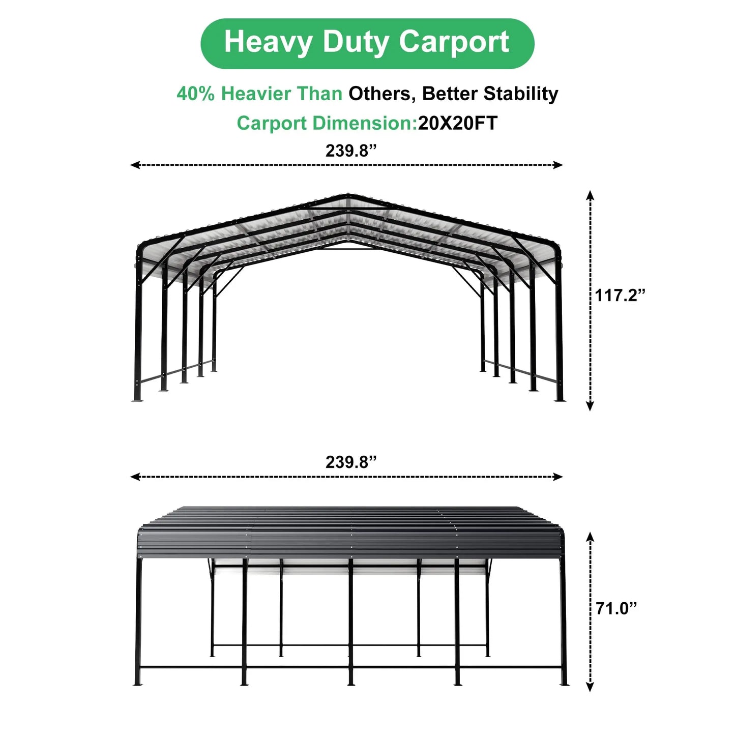 Heavy Duty Galvanized Metal Carport – Pickup Truck Shelter