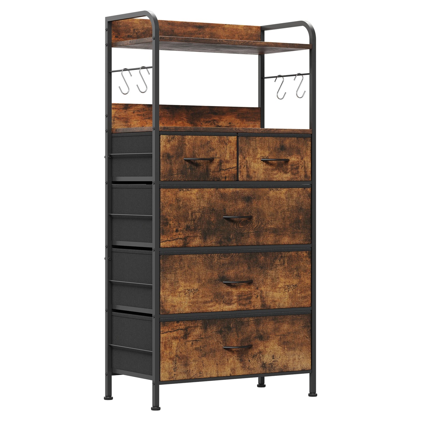 Bedroom Dresser with Shelves – Sturdy Steel Frame Wood Top