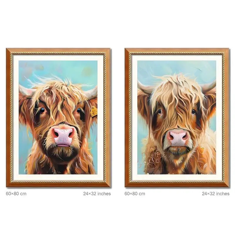 Highland Cow Replaceable Canvas Prints with Solid Wood Frames