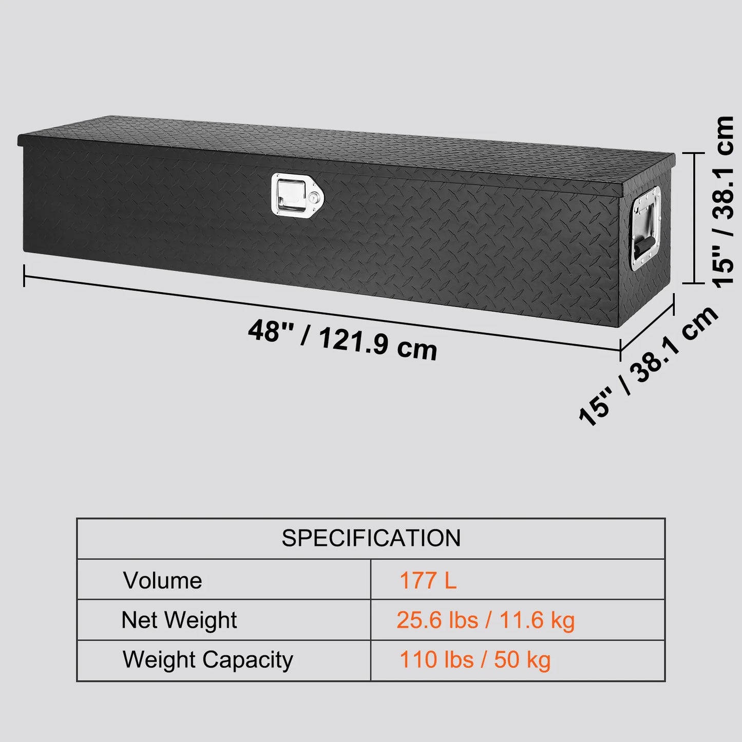 VEVOR Heavy Duty Aluminum Truck Bed Toolbox – Diamond Plate Toolbox