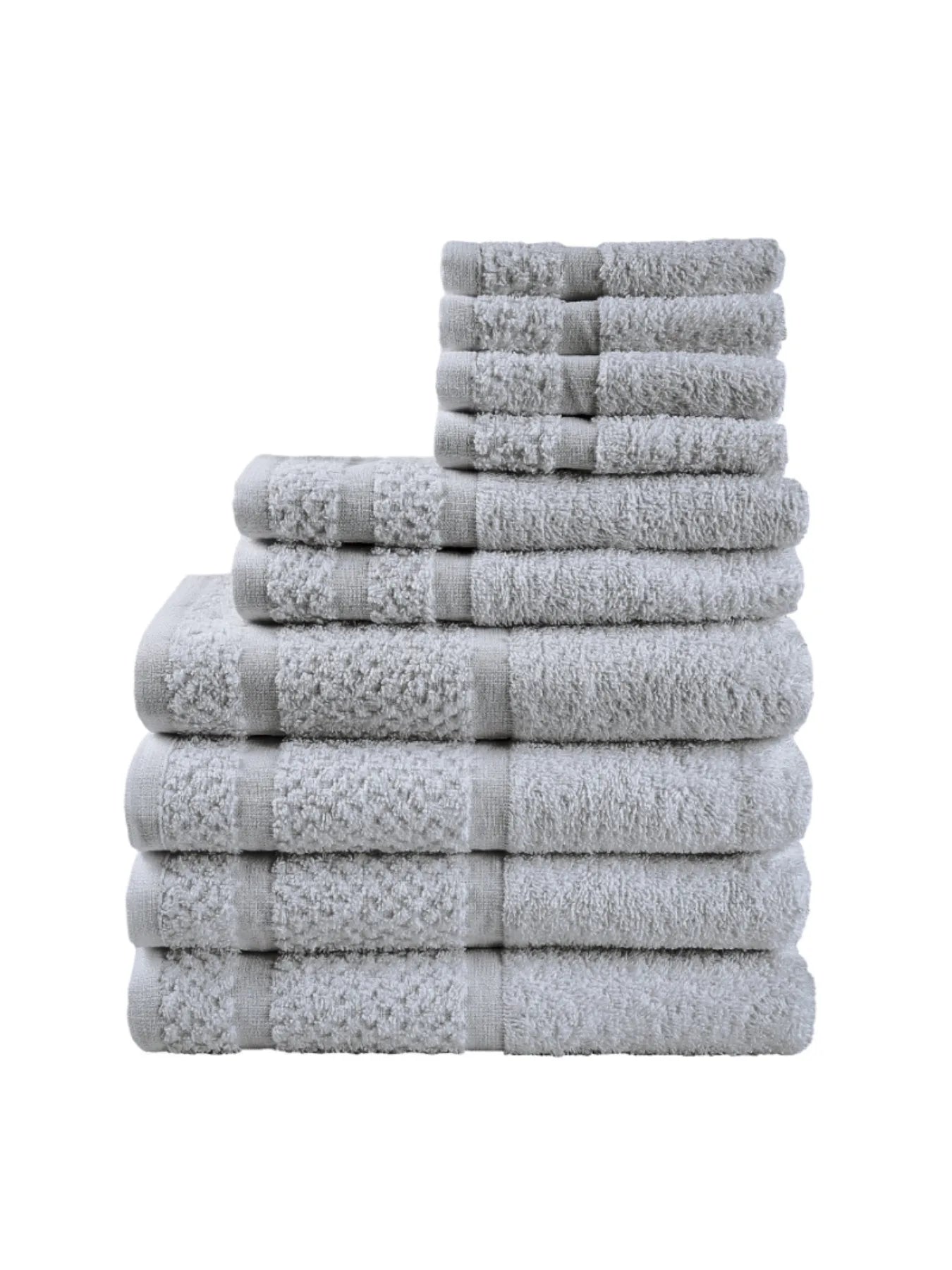 10-Piece Grey Towel Set – Ultra-Soft, Absorbent & Durable Cotton Bath Towels