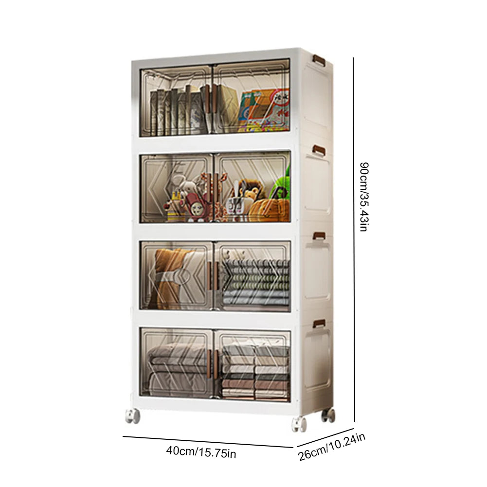 Stackable Plastic Storage Bins with Lids, Doors & Wheels – Foldable Closet Organizer