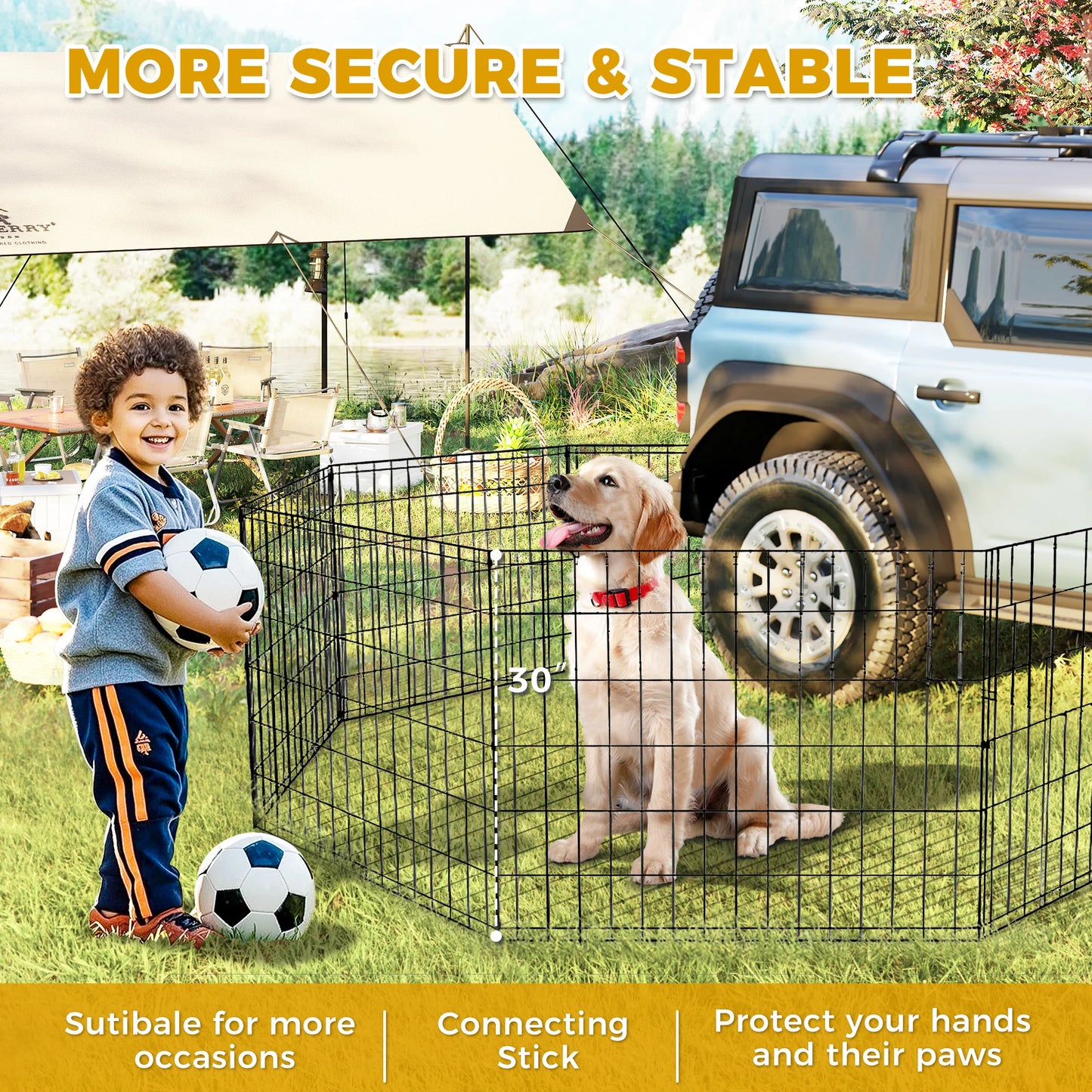 Foldable Metal Dog Playpen – Pet Fence for Dogs, Puppies, and Cats