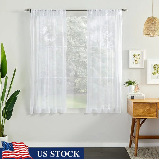 Sheer Voile Window Light Filtering Curtain Panels – 2 Pack