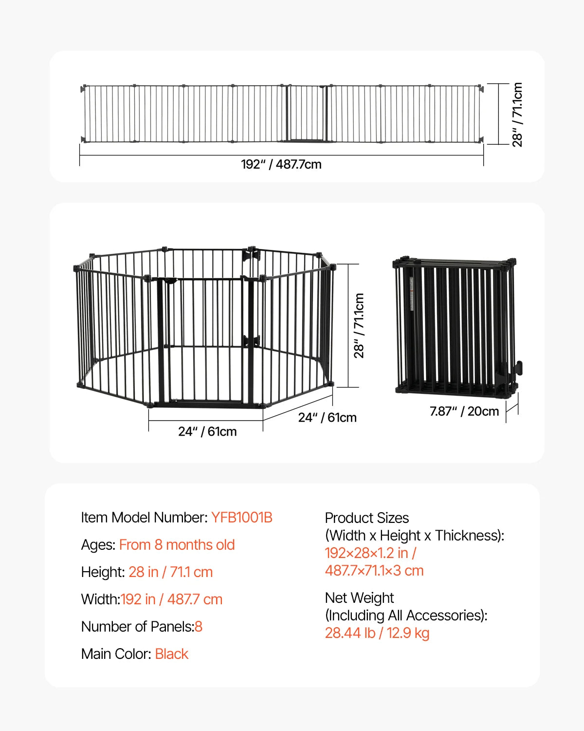 Extra Tall Pet & Child Safety Gate, Easy Step Walk-Thru