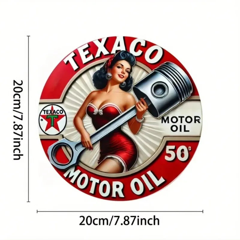 Collectors' Choice Vintage Texaco Petroleum Round Metal Sign