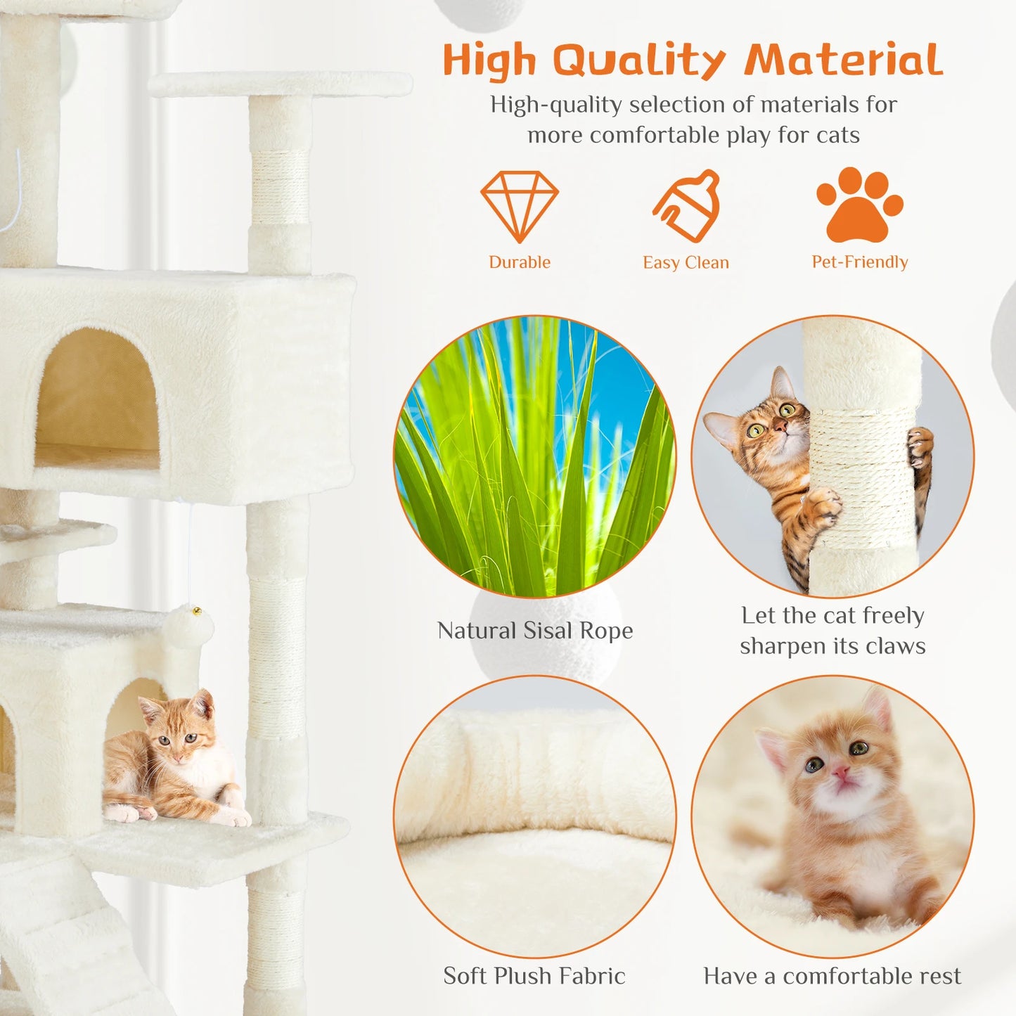 Cat Tower – Multi-Level Indoor Play Tree with Scratching Posts & Plush Kitty Condo