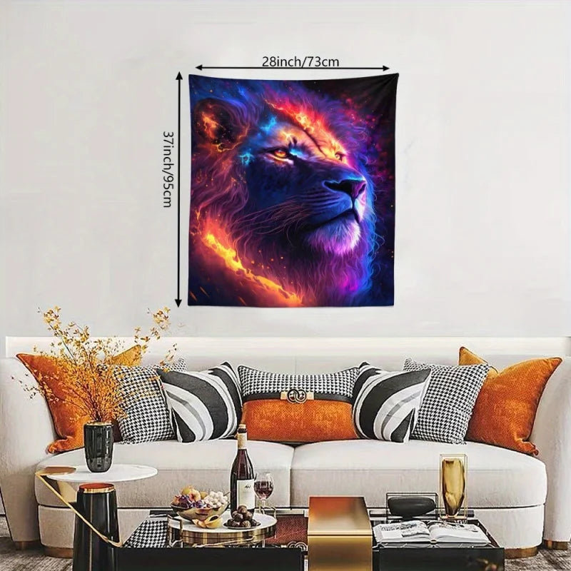 Lion Animal Fluorescent Tapestry UV Black Light Wall Hanging