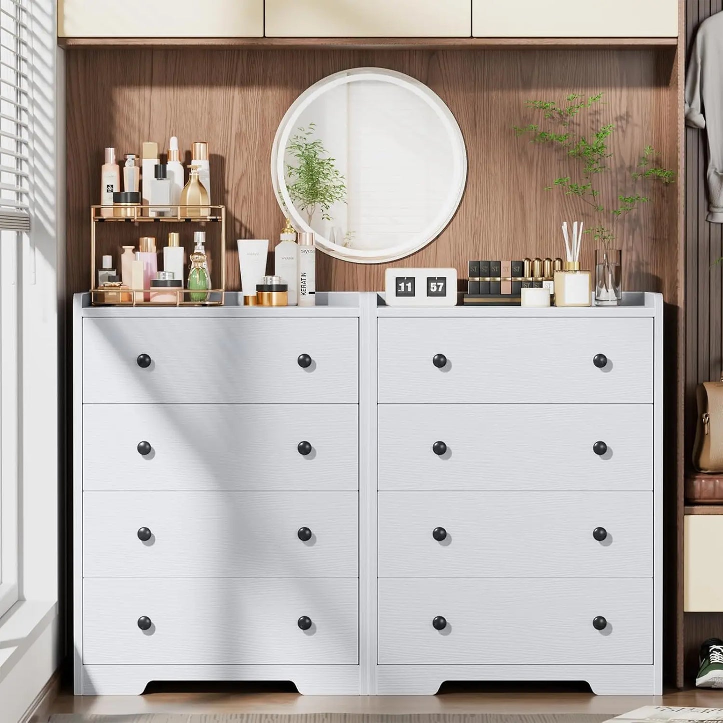 White 4-Drawer Bedroom Dresser Storage Cabinet